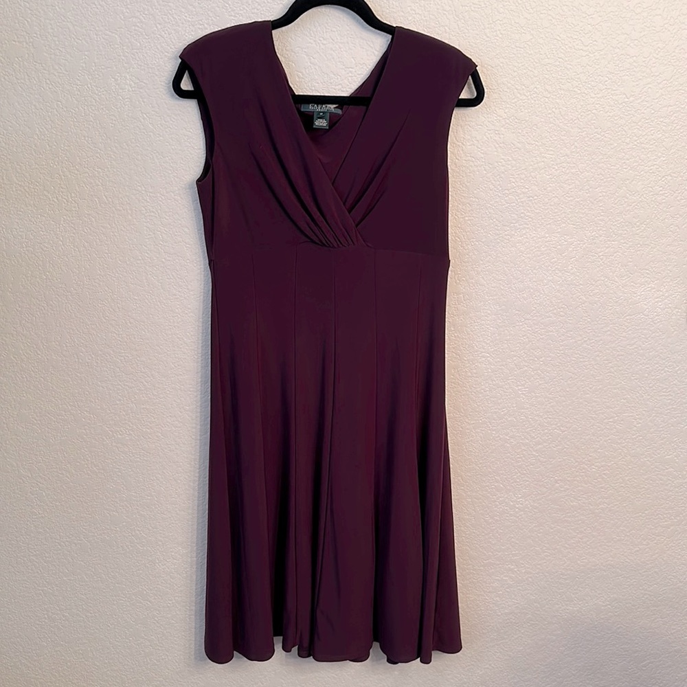 Lauren Aubergine fit and flare dress.  Size 12.